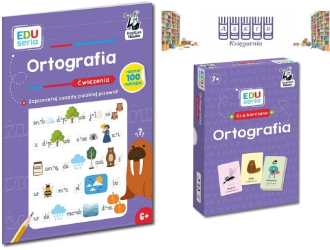 Kapitan Nauka Edu-seria pakiet 2x Ortografia - Ćwiczenia + Gra Karciana