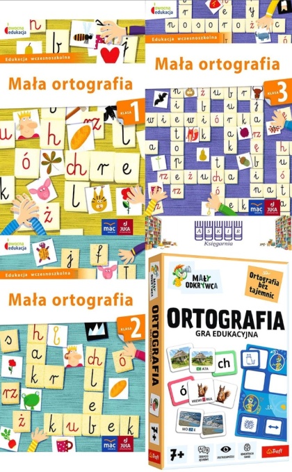 Pakiet x4 3x Mała ortografia klasa 1 2 3 + Ortografia Gra