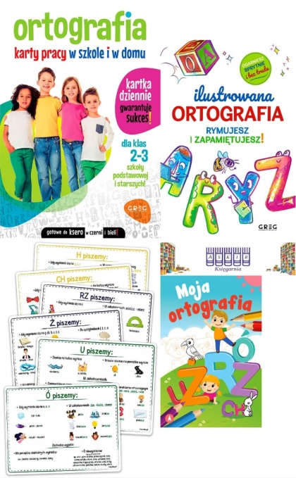 Pakiet 4x Ortografia Ilustrowana Karty Pracy Plansze Zeszyt Ucznia