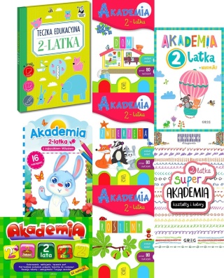 Pakiet 8x Akademia 2-latka Greg Kapitan Nauka SBM Skrzat naklejki