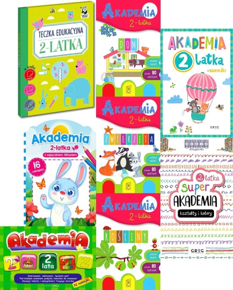 Pakiet 8x Akademia 2-latka Greg Kapitan Nauka SBM Skrzat naklejki